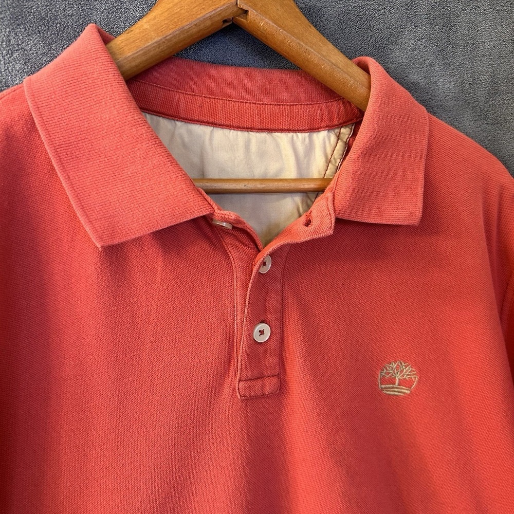 Timberland Mens XL Camp Outdoor Cabin Wear Short Sleeve Red Polo Comfort Hiking